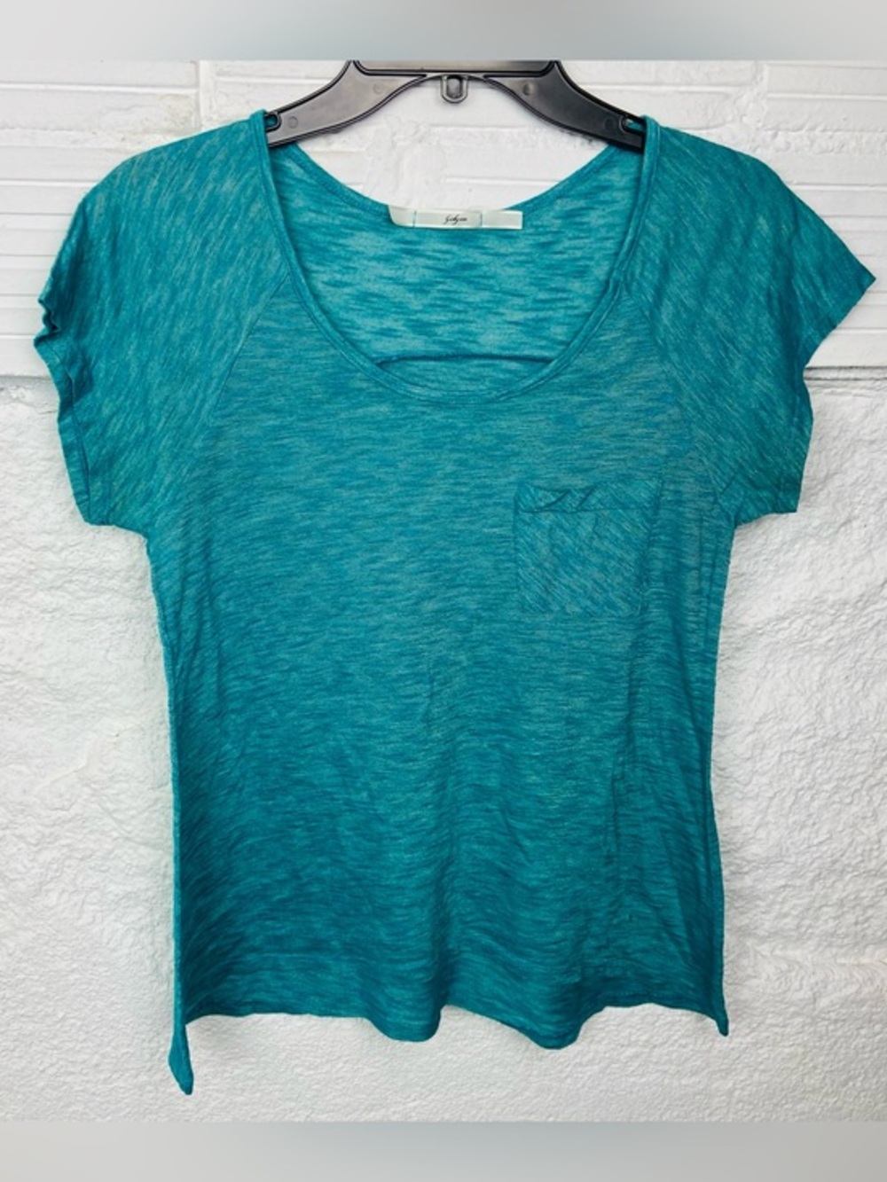 Gibson lightweight burn out Teal Scoop Neck Pocket Tee size large